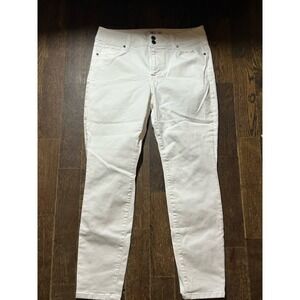 Cabi Women's White Denim Clinch Skinny Jeans Size 12